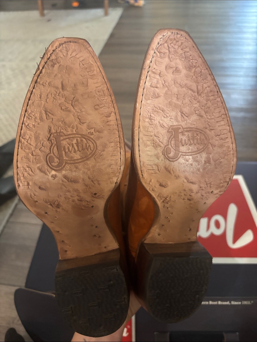Justin Boots Brown Western Tall Leather Cowboy Boots - Picture 5 of 8